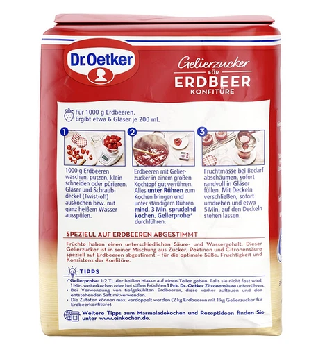 Dr Oetker Gelierzucker  für Erdbeer Konfitüre - 500g x 3 Packungen - Bild 2 von 4