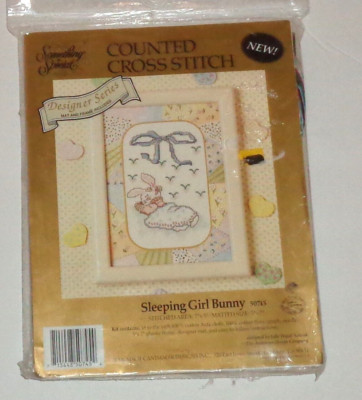 Vintage Something Special Counted Cross Stitch Kit Sleeping Girl Bunny