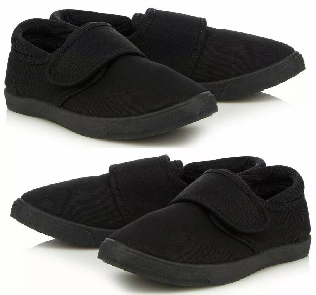 Kids black plimsoles sale