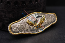 6X 65 24mm Silver Gold Eagle Conchos for Leathercraft Western Horse Saddle Belt