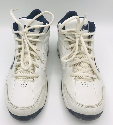 Nike White Blue Hi-Top Basketball Shoes 318853-141 Size 7YW | eBay