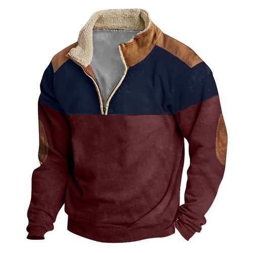 Men's Standing Collar Spring Autumn Sweatshirt Outdoor Casual Sweatshirt Tops - Picture 4 of 36