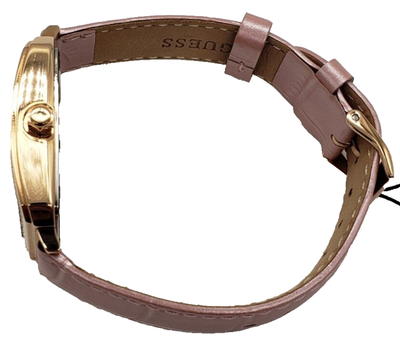 Guess Pink leather Strap Dial Gem-Set Bezel Women