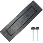 LETTERBOX COVER 250mm x 85mm Black Cast Iron Letter Box Flap & Fixing Bolts UK