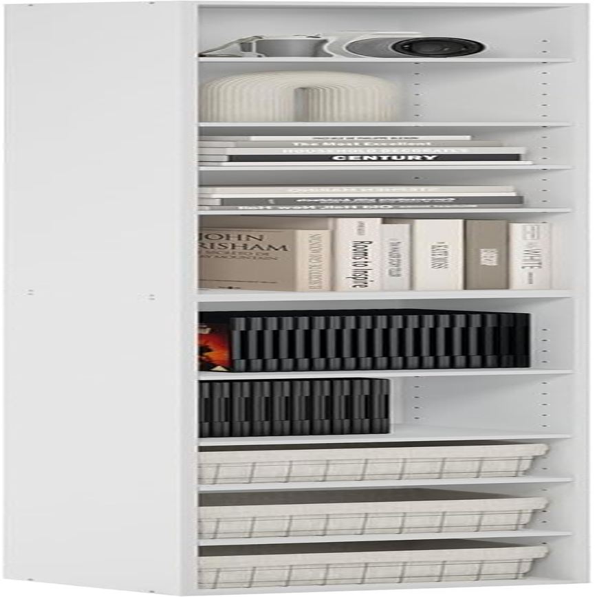 10-Tier White Open Shelf Bookcase for Organizing Books and Decor