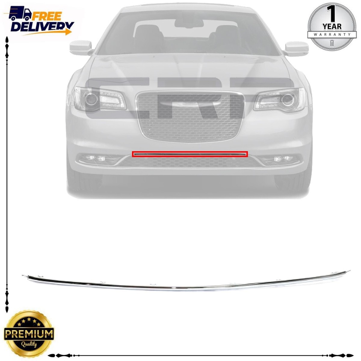 Front Driver Side Chrome Bumper Trim For 2015-2018 Chrysler 300 – Direct OEM Replacement