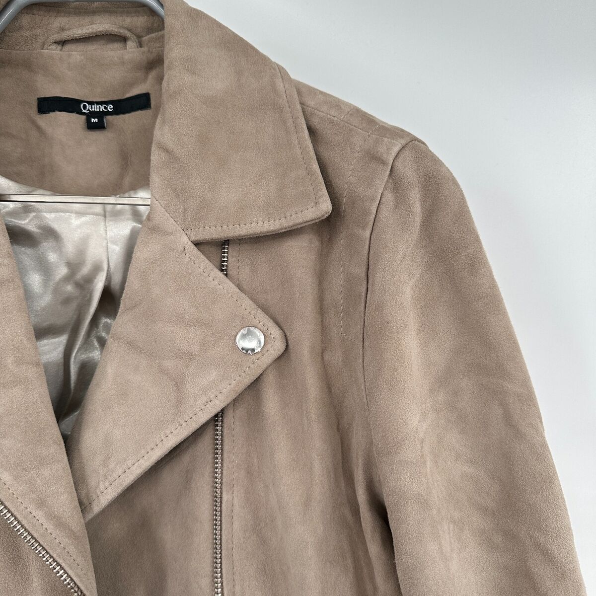 Quince Women's Sand-Tan Suede Motorcycle Jacket sz M Goat Quince Women's Sand-Tan Suede Motorcycle Jacket sz M Goat