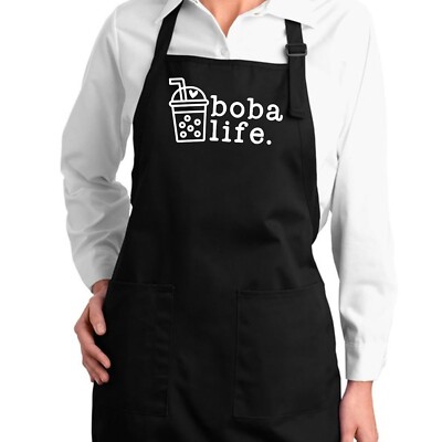Boba Tea Boba Life Apron with Pockets Cute Bubble Milk Tea gift Boba Lover