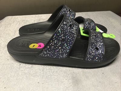 NWT Crocs Classic Starry Glitter Star Sandals Double Strap 