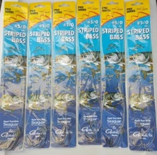 Striped Bass Rig fluorocarbon hand tied "36 Seaguar line+5/0 Gamakatsu Hook 6-Pk