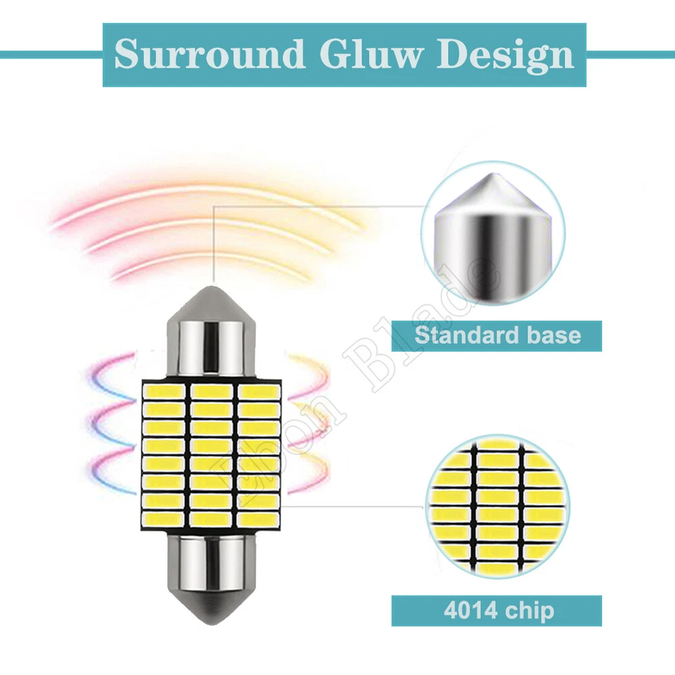 10 x CAR LED 31MM C5W FESTOON INTERIOR DOME TRUNK LICENSE PLATE WHITE LIGHT BULB Foto 4 de 4