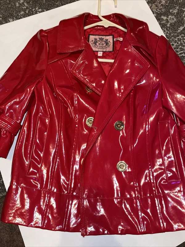 Juicy  couture Child’s Red Patent Leather Coat Size P  Youth