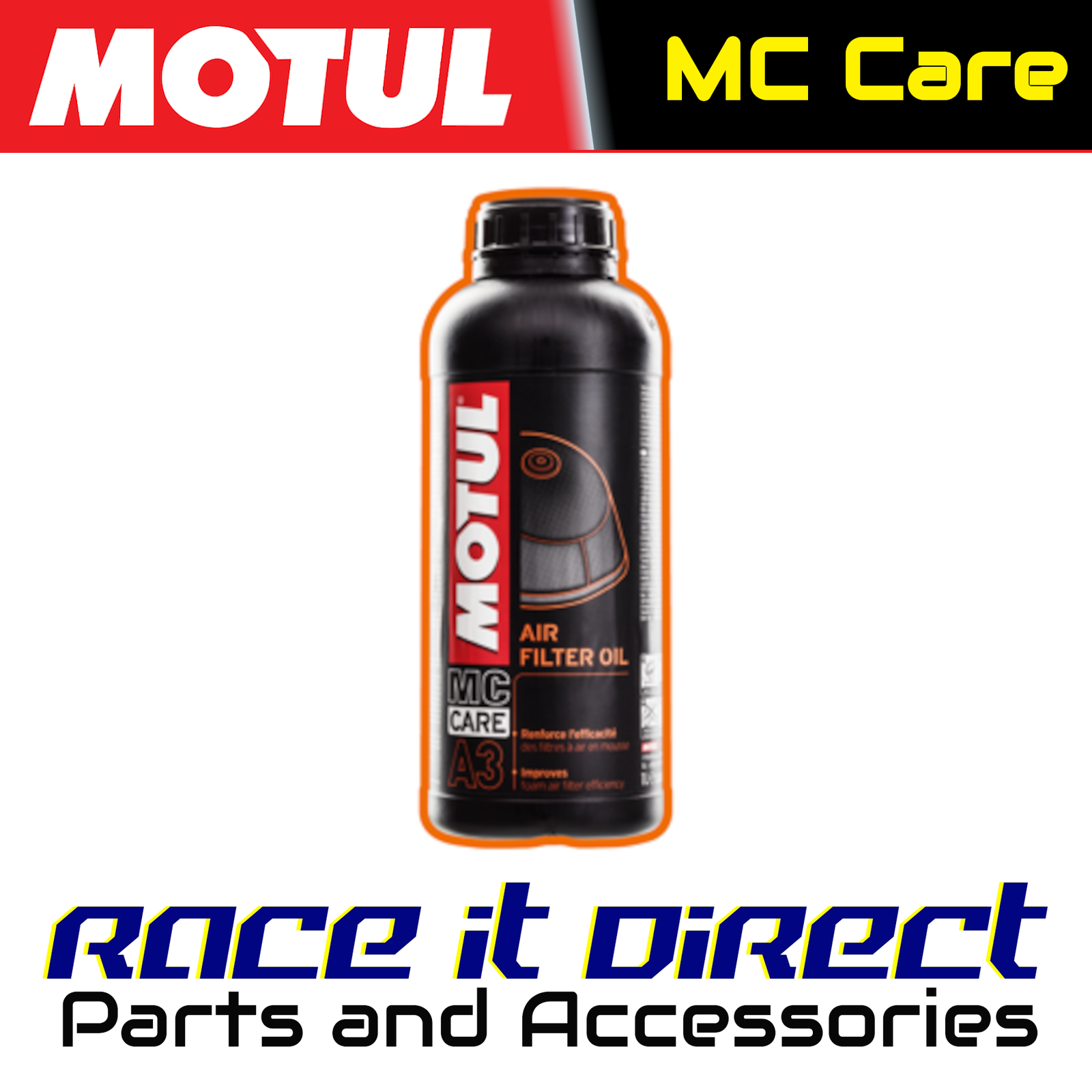 Motul MC Care A3 Air Filter Lubricant Oil for Motorcycles - 1 Litre 1L Bottle
