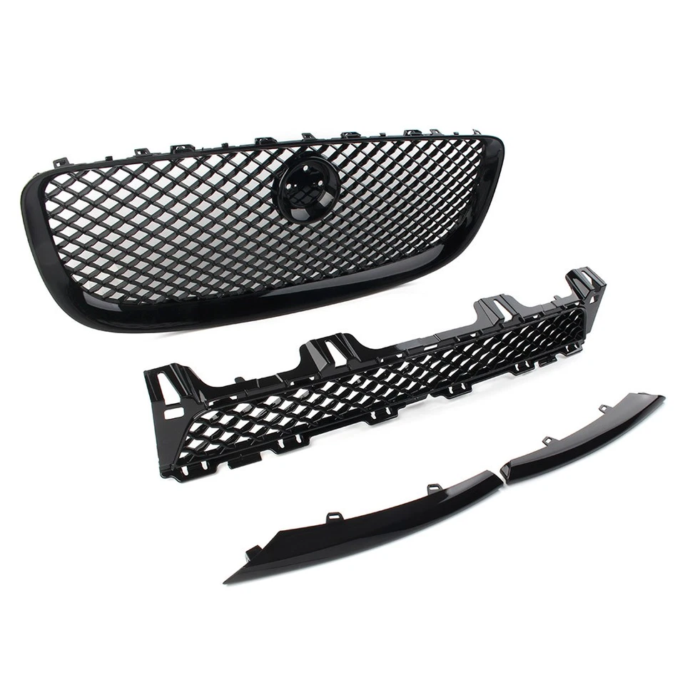 4Pcs Black Front Grille Upper and Lower Mesh Grill For Jaguar XJ 2010-2015 2014 - Изображение 3 из 4