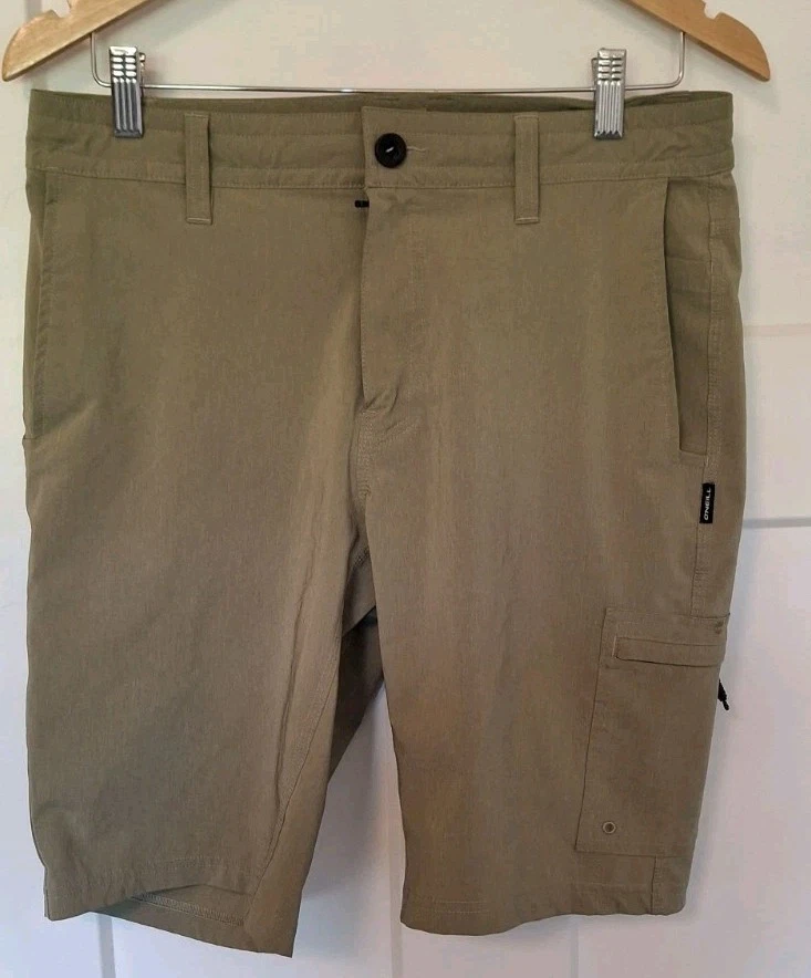 O'Neill Mens Quick Dry Hybrid Shorts, Size 30 ( Waist Measures ~ 32") Khaki EUC
