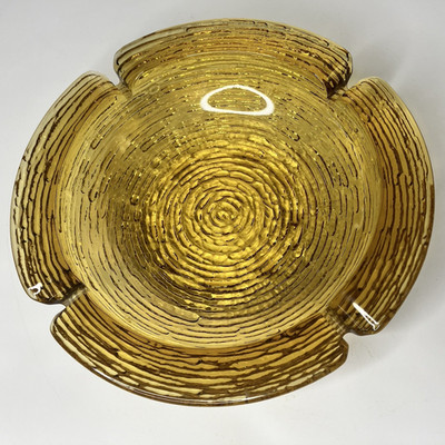 Vtg Anchor Hocking Soreno Ashtray Dish Amber Honey Gold Marigold 8 3/4  Heavy