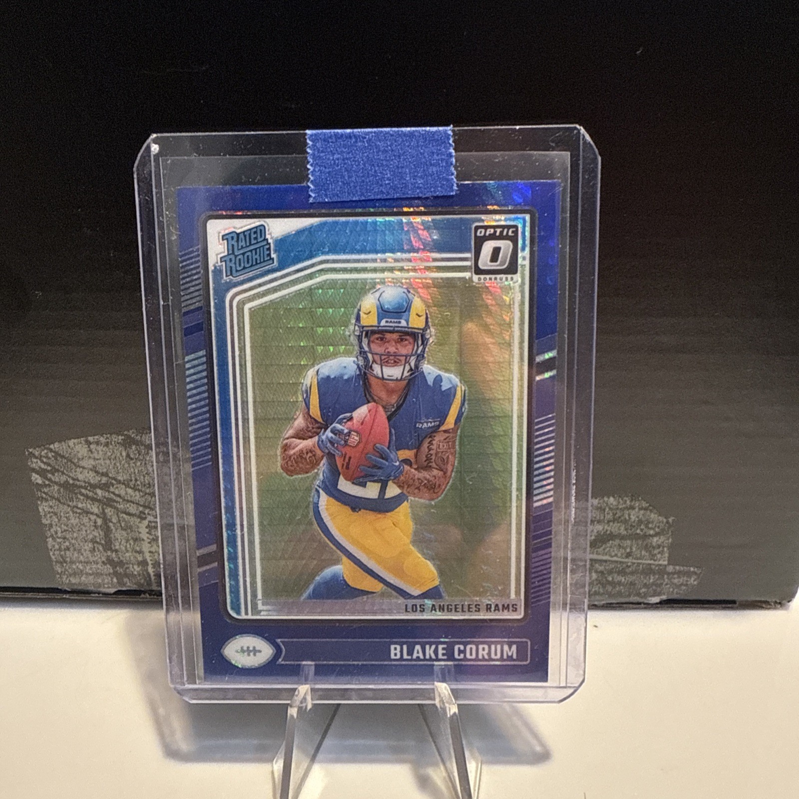 2024 Panini Donruss Optic - Rated Rookie Blake Corum #208 Blue Hyper Prizm (RC)