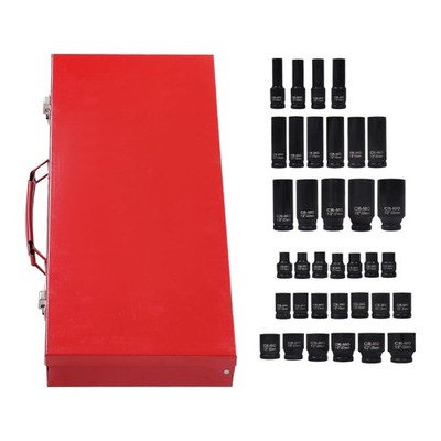 35Pcs 1/2 Inch Deep Impact Socket Set With Case 6 Point Drive 8-32mm Metric