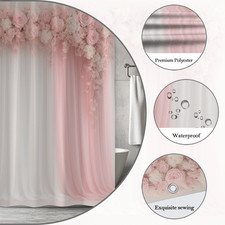 Chic Pink and White Floral Shower Curtain for Elegant Home Decor