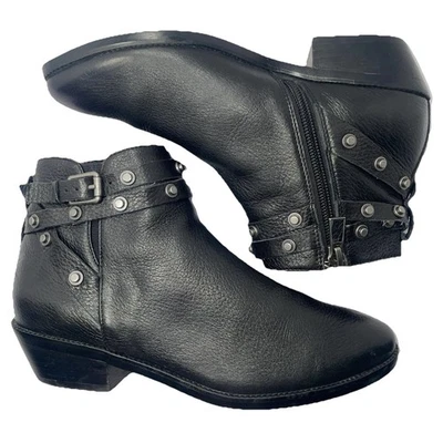 Halogen Lidia Black Genuine Leather Studded Moto Ankle Booties Black Size 5 M - Image 1 of 4