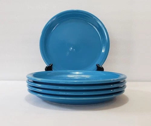 Fiestaware Luncheon Plates 9" Fiesta Peacock Blue Salad Homer Laughlin HLC Set 5