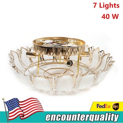 Flush Mount LED Ceiling Lamp K9 Crystal Chandelier Pendant Lotus Light Fixture