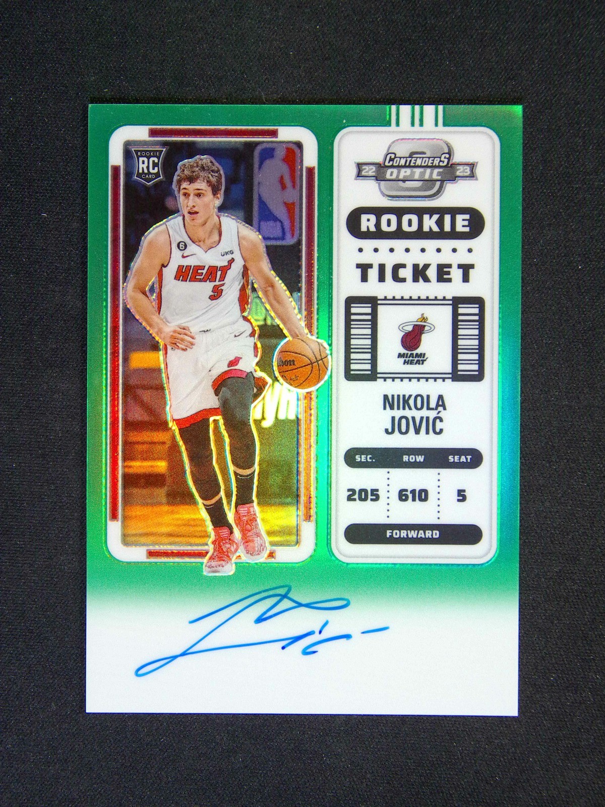 2022-23 Panini Contenders Optic Nikola Jovic #120 RC Auto Ticket Green /75