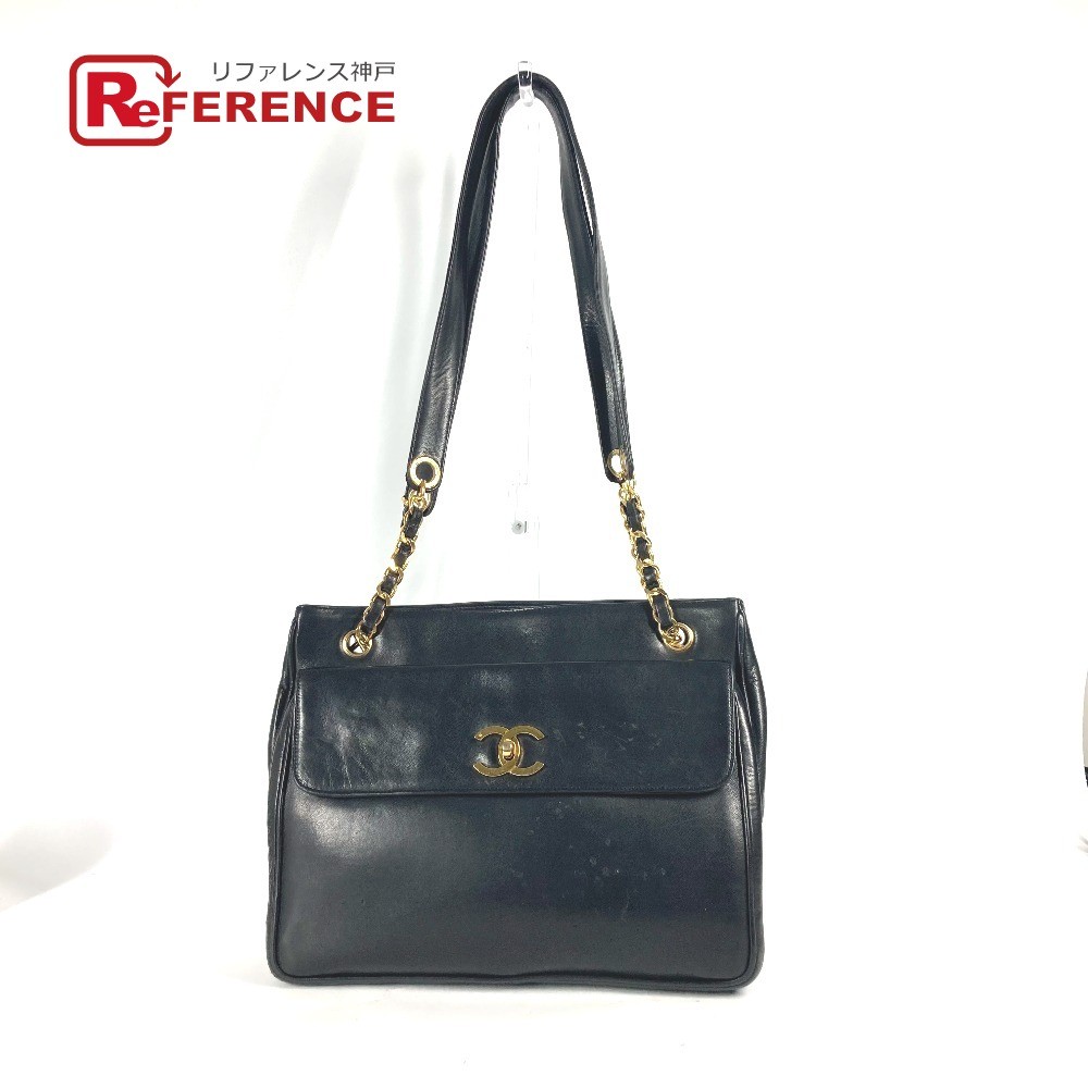 Chanel Vintage CC Chain Shoulder Bag Black Lambskin Women's Pre-Owned