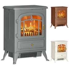 HOMCOM Electric Fireplace Heater with Realistic LED Flames