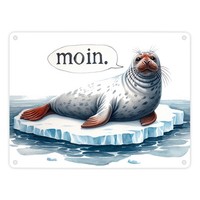 Robbe Auf Eisscholle Metallschild In 15X20 Cm Mit Spruch Moin