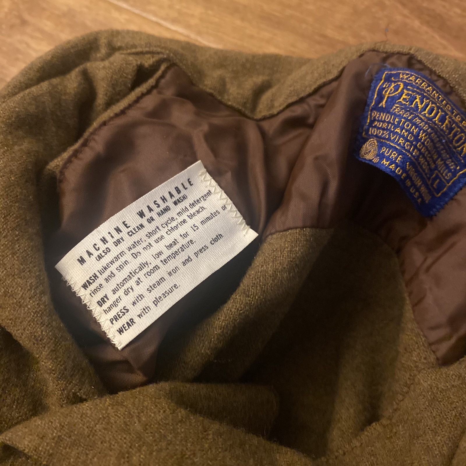 Vtg 60s Pendleton Loop Collar Pocket Solid Brown … - image 5