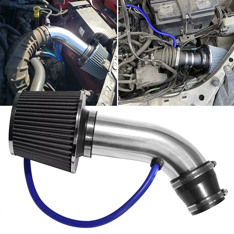 76mm Car Cold Air Intake Filter Induction Kit Pipe Power Flow Hose System Silver Foto 4 de 4