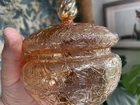 CARNIVAL GLASS ~ EUROPEAN CRACKLE LIDDED BONBON ~