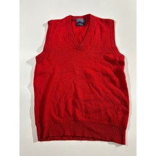 Pendleton Sweater Vest Medium Red Pure Virgin Wool V-Neck Vintage