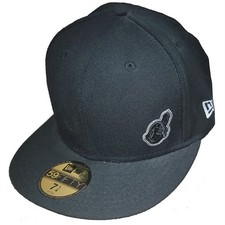 Cleveland Indians New Era 5950 Stitch Out Fitted Hat - Black