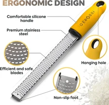 Stainless Steel Cheese and Citrus Zester Grater Hand Held Shredder Lemon Zester