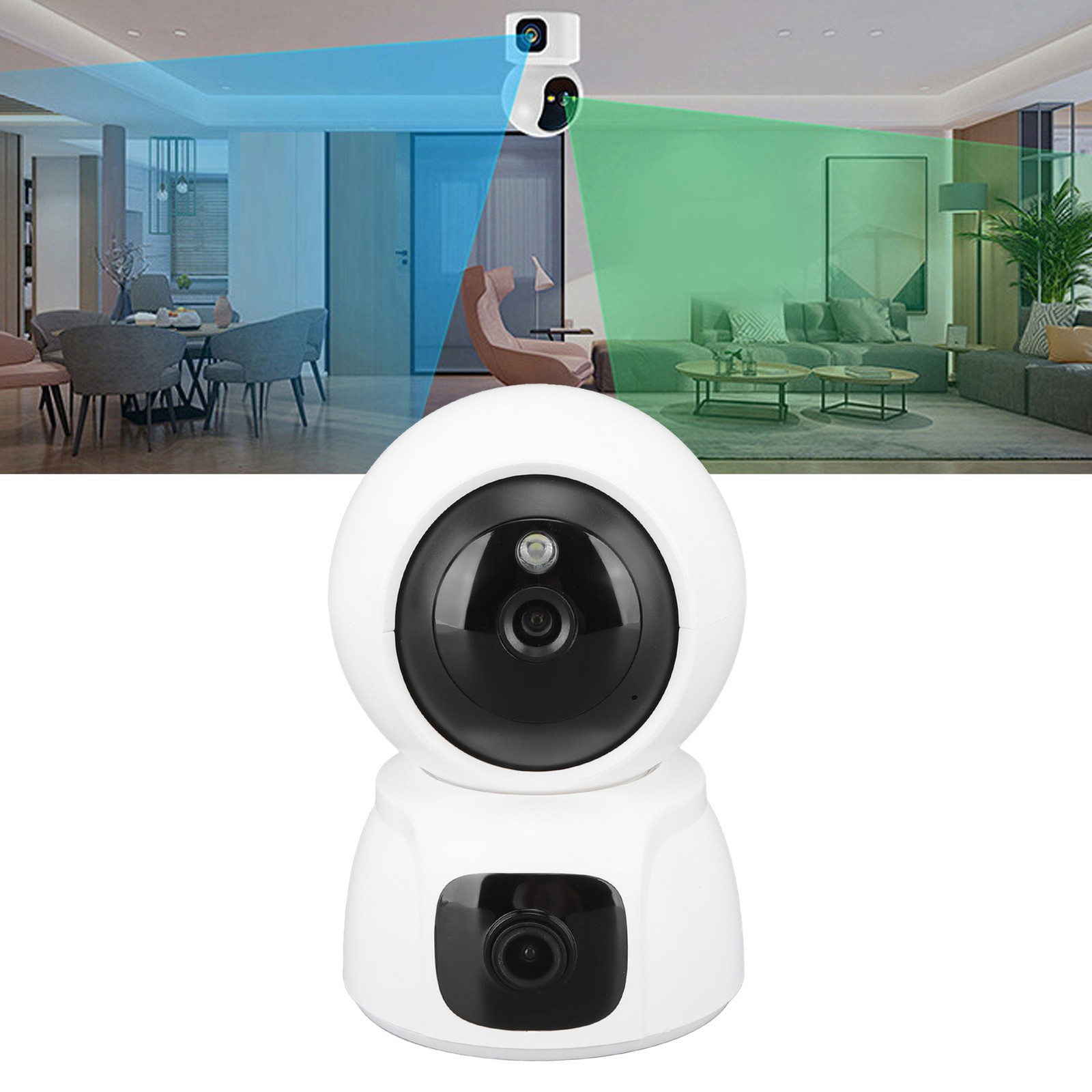 Dual Lens Security Camera 1080P Hd Smart Wifi Motion Tracking 2 Way Talk W BAJ