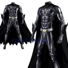 Batman Forever Bruce Thomas Wayne Batman Cosplay Jumpsuit Cloak Halloween Set