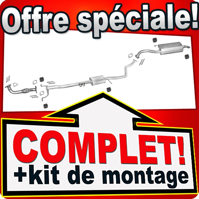 Échappement pour KIA RIO I avec tuyau silencieux en acier pour modèles 1.3 et 1.5 de 1999 à 2002