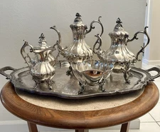 Vintage Reed & Barton Winthrop Silverplate Tea Coffee Service Set 5 Piece Tray