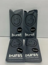 LOT x 4 Burst Sonic Electric Toothbrush Replacement Heads, BLACK ~ NEW