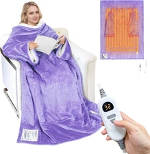 Heated Blanket with Sleeves, Electric Snuggly Blanket for Women Men, Wearable Wi
