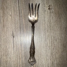 Vintage 1847 Rogers Bros Triple Silverplate Cold Meat Serving Fork Grape Pattern