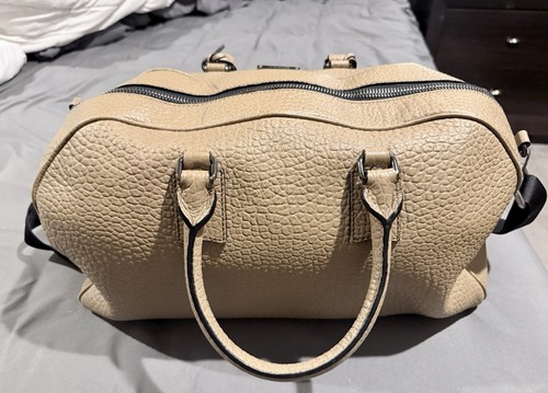 Burberry Beige Zip Satchel Top Handle, Monogram, Med Detachable Strap