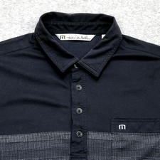 Travis Mathew Polo Shirt Men's Medium Black Golf Performance Lightweight Logo
