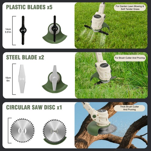 Electric Weed Lawn Edger Eater Cordless Grass String Trimmer Cutter 2* Battery - Picture 45 of 70