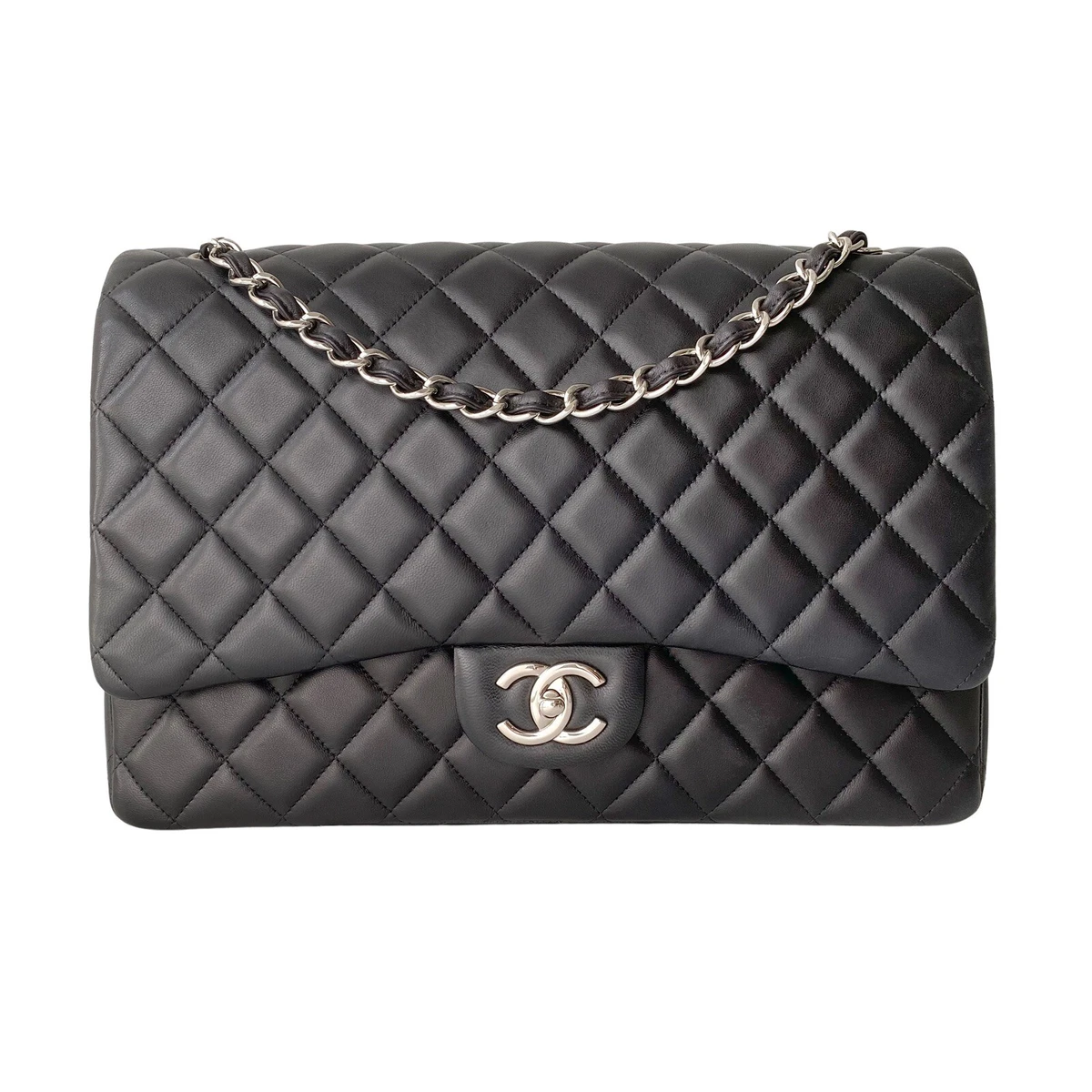 Black Quilted Lambskin New Classic Double Flap Maxi