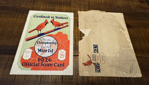 1926 World Series Cardinals vs. Yankees Program Scored Ruth Gehrig w/ Envelope