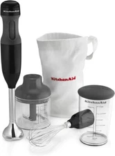 KitchenAid KHB2351OB 3-Speed BPA Free Corded Handheld Blender, Onyx Black