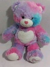 Build A Bear Forever Heart Teddy Bear 16" Plush 2013 Pink Blue White